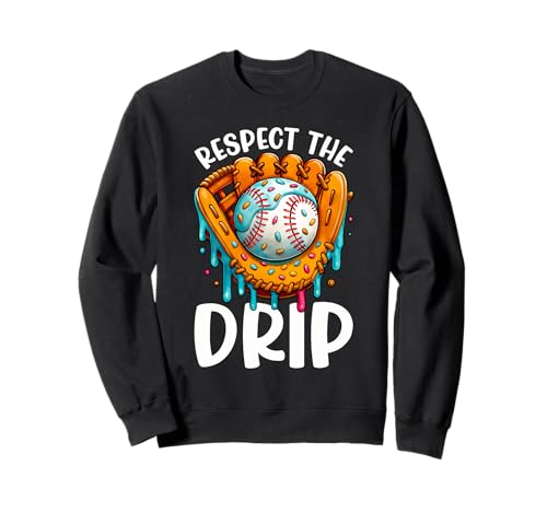 Respect The Drip Baseball Dripping Ice Cream Drip Drip Handschuh für Kinder Sweatshirt von Ice Cream Baseball Drip Graphics Boys Youth Men