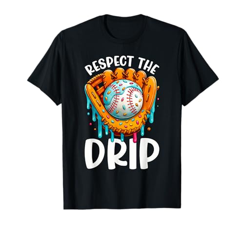Respect The Drip Baseball Dripping Ice Cream Drip Drip Handschuh für Kinder T-Shirt von Ice Cream Baseball Drip Graphics Boys Youth Men
