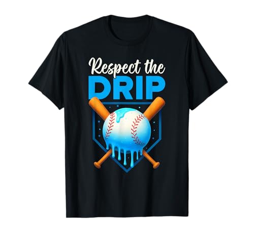 Respect The Drip Baseball Dripping Ice Cream Drip Drip Handschuh für Kinder T-Shirt von Ice Cream Baseball Drip Graphics Boys Youth Men
