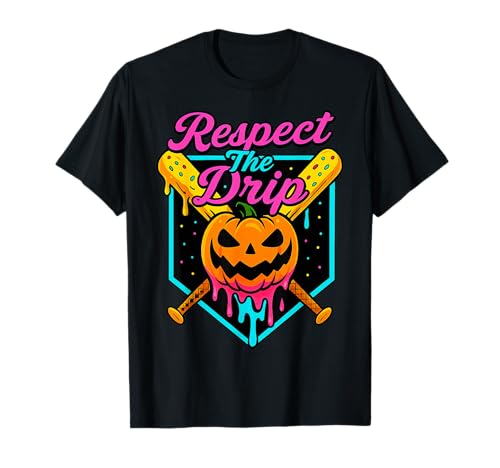 Respect The Drip Baseball Drip Eiscreme für Jungen und Mädchen, Halloween T-Shirt von Ice Cream Baseball Drip Halloween Pumpkin Graphics