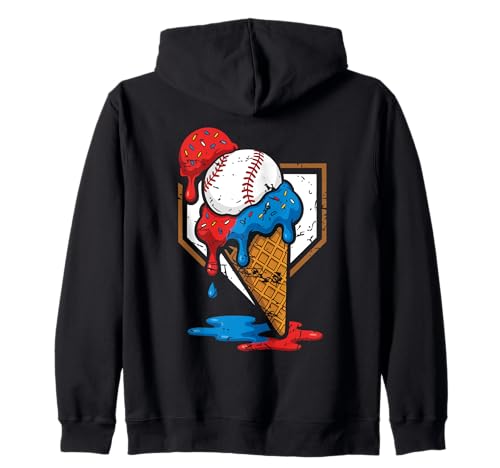 4. Juli Rot Weiß und Blau Baseball Ice Cream Drip Boys Kapuzenjacke 4. Juli Rot Weiß und Blau Baseball Ice Cream Drip Boys Kapuzenjacke von Ice Cream Drip Baseball Bat Fans Design Apparel