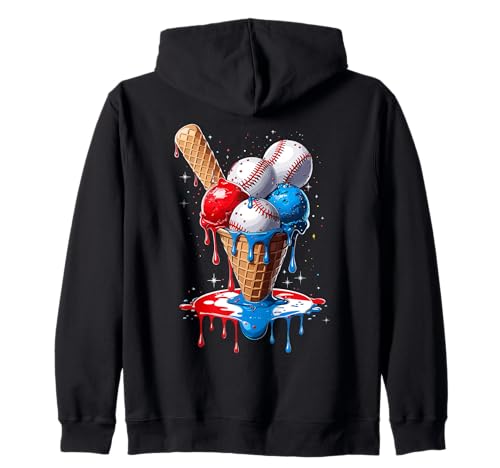 4. Juli Rot Weiß und Blau Baseball Ice Cream Drip Boys Kapuzenjacke 4. Juli Rot Weiß und Blau Baseball Ice Cream Drip Boys Kapuzenjacke von Ice Cream Drip Baseball Bat Fans Design Apparel