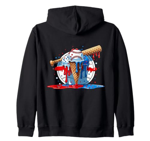 4. Juli Rot Weiß und Blau Baseball Ice Cream Drip Boys Kapuzenjacke 4. Juli Rot Weiß und Blau Baseball Ice Cream Drip Boys Kapuzenjacke von Ice Cream Drip Baseball Bat Fans Design Apparel