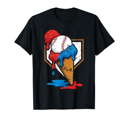 4. Juli Rot Weiß und Blau Baseball Ice Cream Drip Boys T-Shirt von Ice Cream Drip Baseball Bat Fans Design Apparel