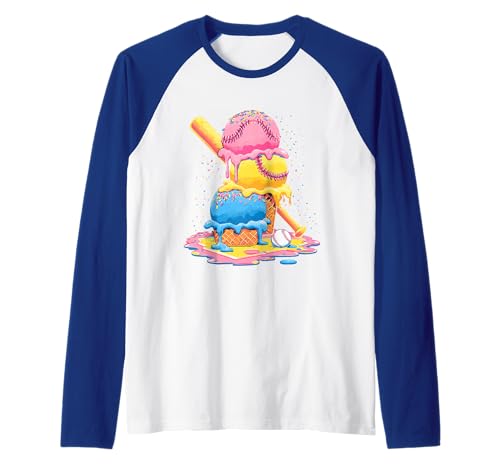 Baseball-Eiscreme-Tropfkegel, lustig, Jugendliche, Jungen, Sportliebhaber Raglan von Ice Cream Drip Baseball Fan Graphics Art Apparel