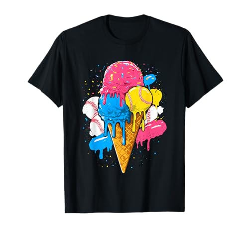 Baseball-Eiscreme-Tropfkegel, lustig, Jugendliche, Jungen, Sportliebhaber T-Shirt Baseball-Eiscreme-Tropfkegel, lustig, Jugendliche, Jungen, Sportliebhaber T-Shirt von Ice Cream Drip Baseball Fan Graphics Art Apparel