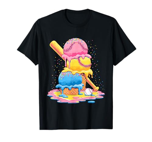 Baseball-Eiscreme-Tropfkegel, lustig, Jugendliche, Jungen, Sportliebhaber T-Shirt Baseball-Eiscreme-Tropfkegel, lustig, Jugendliche, Jungen, Sportliebhaber T-Shirt von Ice Cream Drip Baseball Fan Graphics Art Apparel