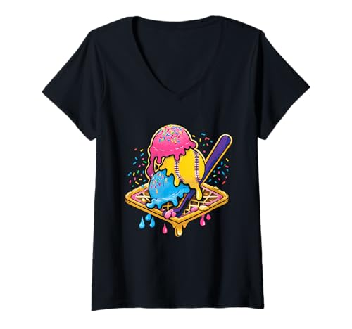 Damen Baseball-Eiscreme-Tropfkegel, lustig, Jugendliche, Jungen, Sportliebhaber T-Shirt mit V-Ausschnitt Damen Baseball-Eiscreme-Tropfkegel, lustig, Jugendliche, Jungen, Sportliebhaber T-Shirt mit V-Ausschnitt von Ice Cream Drip Baseball Fan Graphics Art Apparel
