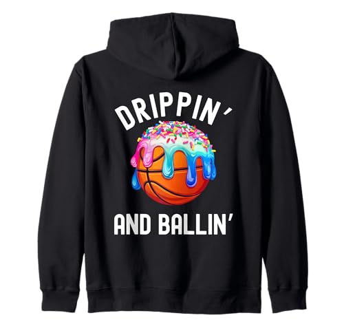 Basketball Jungen Mädchen Streusel Basketball EIS Tropfen Kapuzenjacke Basketball Jungen Mädchen Streusel Basketball EIS Tropfen Kapuzenjacke von Ice Cream Drip Basketball Stuff Boys Girls