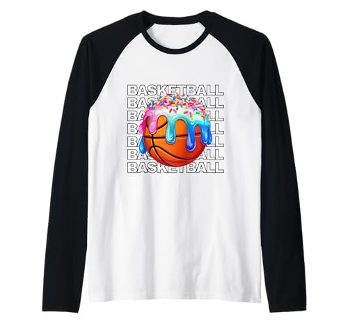 Basketball Jungen Mädchen Streusel Basketball EIS Tropfen Raglan von Ice Cream Drip Basketball Stuff Boys Girls