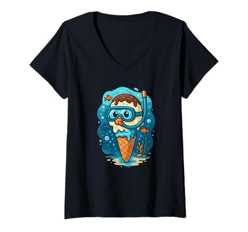 Damen Lustiges Taucheis-Kostüm für Urlaubsliebhaber T-Shirt mit V-Ausschnitt Damen Lustiges Taucheis-Kostüm für Urlaubsliebhaber T-Shirt mit V-Ausschnitt von Ice Cream Outfit