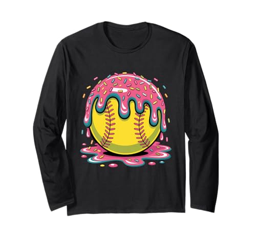 Softball Drip Ice Cream Sprinkles Softball Women Kids Girls Langarmshirt Softball Drip Ice Cream Sprinkles Softball Women Kids Girls Langarmshirt von Ice Cream With Sprinkles Softball Drip For Girls