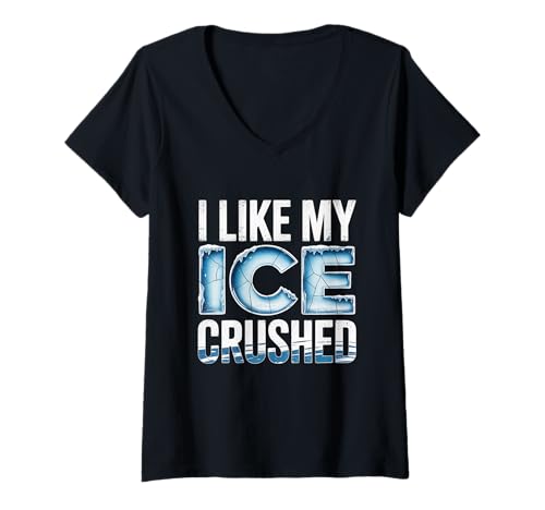 Damen Lustiges Zitat I Like My Ice Crushed Ice Lover Distressed T-Shirt mit V-Ausschnitt Damen Lustiges Zitat I Like My Ice Crushed Ice Lover Distressed T-Shirt mit V-Ausschnitt von Ice Crushed Humor distressed