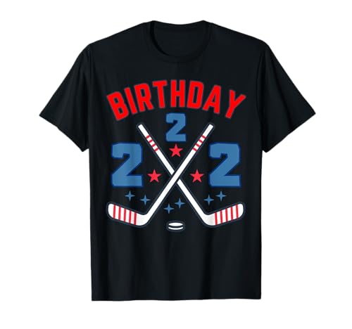 Eishockey Zwei Geburtstag Junge 2. Party Jungen Alter 2 T-Shirt von Ice Hockey Birthday tee For Kids Birthday Ideas