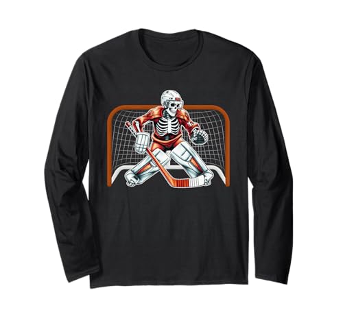 Skelett Eishockey Torwart Halloween Kostüm Herren Jungen Kinder Langarmshirt Skelett Eishockey Torwart Halloween Kostüm Herren Jungen Kinder Langarmshirt von Ice Hockey Goalie Halloween Costume Attire