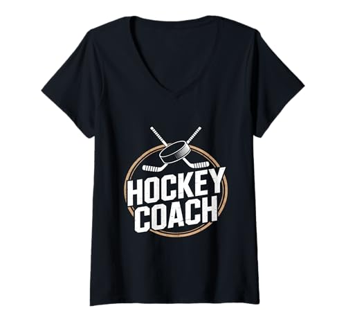 Damen Hockeytrainer-Trikot, Retro-Distressed Sports T-Shirt mit V-Ausschnitt Damen Hockeytrainer-Trikot, Retro-Distressed Sports T-Shirt mit V-Ausschnitt von Ice Rink Apparel