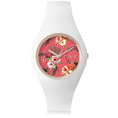 ICE-WATCH - ICE flower Lunacy - Weiße Damenuhr mit Silikonarmband - 001297 (Medium) von ICE-WATCH