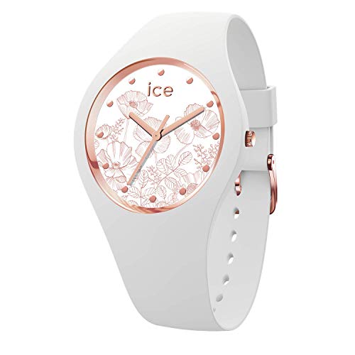 Ice-Watch - ICE flower Spring white - Weiße Damenuhr mit Silikonarmband - 016669 (Medium) von ICE-WATCH