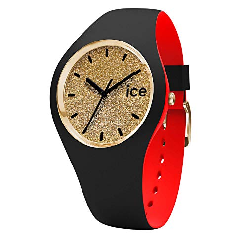 Ice-Watch - ICE loulou Gold Glitter - Schwarze Damenuhr mit Silikonarmband - 007228 (Small) von ICE-WATCH