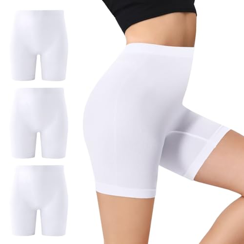 IceCony Radlerhose Damen Kurz für Kleid Sporthose Kurze Boxershorts Leggings Weiß Weiße Blickdicht Laufhose Trainingshose Reibungslos Tennishose Outdoor Biker Unterhosen Fahrradhose Fahrrad S 3er Pack von IceCony