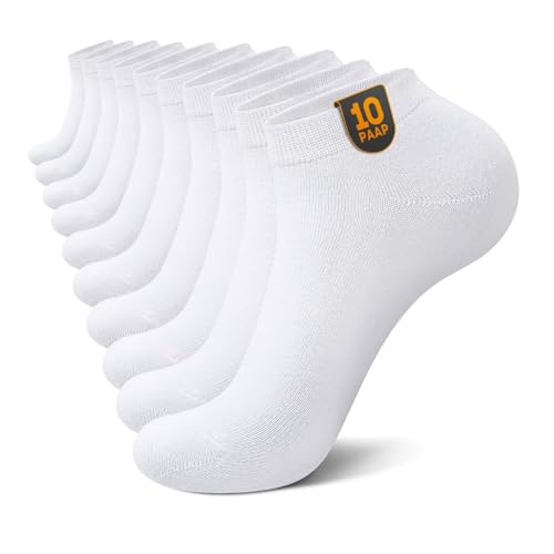 IceCony Sneaker Socken Herren Damen 10 Paar Kurze Baumwolle Halbsocken Quarter Atmungsaktive Unisex Weiß 35-38 von IceCony