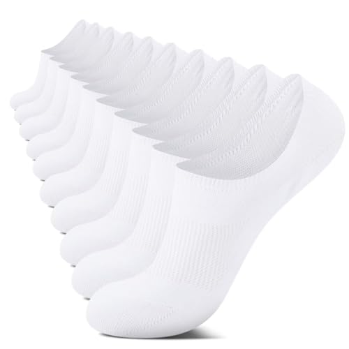 IceReco 10 Paar Damen Sneakersocken Unsichtbare Silikonpad Verhindert Verrutschen Herren Füßlinge Füsslinge Weiß 39-42 von IceReco