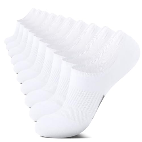 IceReco 10 Paar Damen Sneakersocken Unsichtbare Silikonpad Verhindert Verrutschen Herren Füßlinge Füsslinge Weiß 39-42 von IceReco