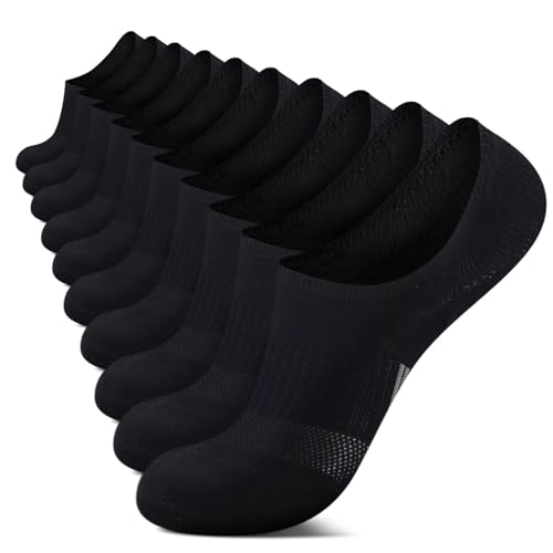 IceReco 10 Paar Füsslinge Damen & Herren Unsichtbare Sneakersocken Silikonpad Verhindert Verrutschen Füßlinge Schwarz 43-46 von IceReco