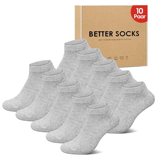 IceReco 10 Paar Sneaker Socken Damen 35-38 Grau Baumwolle Kurze Socken Herren SneakersockenSportsocken Sneakersocken Damen Halbsocken Kurz Anti Schweiß Atmungsaktive Sommer Laufsocken Running Socks von IceReco