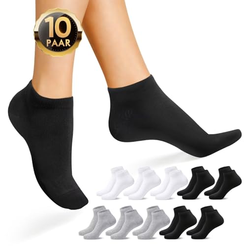 IceReco Sneaker Socken Herren 39-42 Kurz Damen 10 Paar Baumwolle Weiß Socken Schwarz Grau Kurze Sportsocken Laufsocken Sport Halbsocken Sneakersocken Herrensocken Sommer Damensocken Running Socks von IceReco