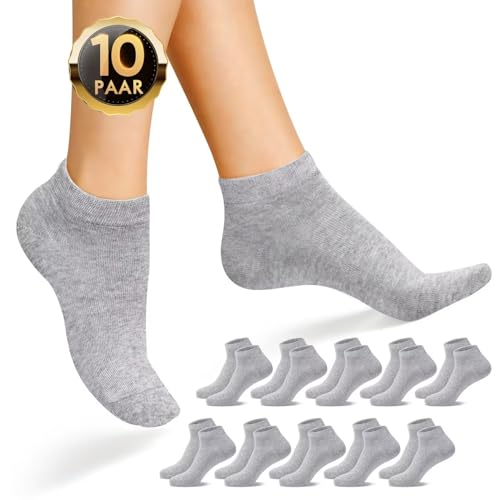 IceReco Sneaker Socken Herren 47-49 10 Paar Baumwolle Sneakersocken Grau Kurze Socken Damen Herrensocken Laufsocken Sport Sportsocken Halbsocken Kurz Sommer Halbe Low Running Socks Damensocken von IceReco