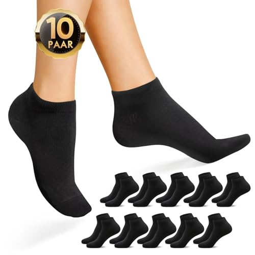 IceReco Sneaker Socken Herren 47-49 Schwarz 10 Paar Sneakersocken Damen Baumwolle Kurze Socken Herrensocken Laufsocken Sport Sportsocken Halbsocken Kurz Sommer Halbe Low Running Socks Damensocken von IceReco