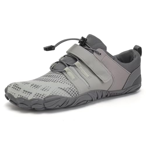 Barfußschuhe Herren Damen Traillaufschuhe Unisex Fitnessschuhe Zehenschuhe Barefoot Shoes(Grau, 39EU) von IceUnicorn