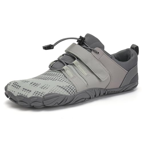 Barfußschuhe Herren Damen Traillaufschuhe Unisex Fitnessschuhe Zehenschuhe Barefoot Shoes(Grau, 43EU) von IceUnicorn