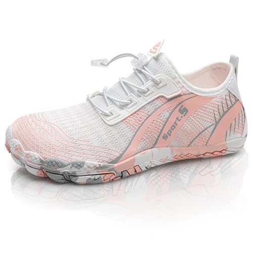 IceUnicorn Barfuss Schuhe Damen Walkingschuhe Barfußschuhe Herren Anfänger Bequeme Atmungsaktiv Gesunde (B Orange, 42EU) von IceUnicorn