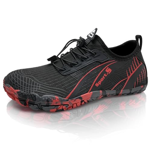 IceUnicorn Barfuss Schuhe Damen Walkingschuhe Barfußschuhe Herren Anfänger Bequeme Atmungsaktiv Gesunde (B Schwarz, 46EU) von IceUnicorn