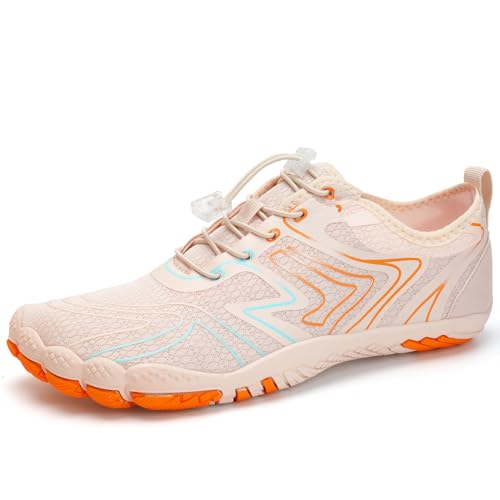 Barfußschuhe Herren Damen Zehenschuhe Fitnessschuhe Aquaschuhe Frauen Strandschuhe Straßenlaufschuhe Barfussschuhe(134 N/Orange, 37EU) von IceUnicorn