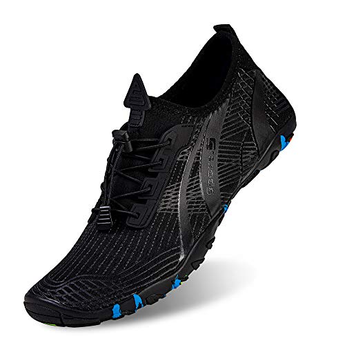 IceUnicorn Strandschuhe Badeschuhe Damen Herren Schwimmschuhe Aquaschuhe Sommer Schnell Trocknend Surfschuhe(dunkelschwarz,43EU) von IceUnicorn
