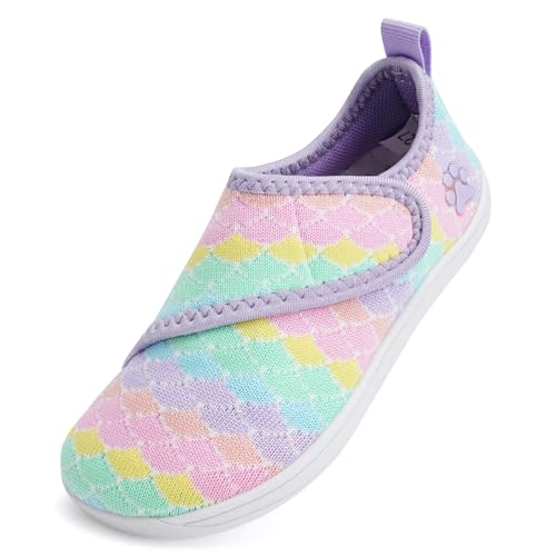 IceUnicorn Baby Barfußschuhe Lauflernschuhe Breite Kleinkind Jungen Mädchen Hausschuhe Kinder Barfussschuhe Sneaker Babyschuhe Anti Rutsch(Regenbogen, 26EU Weit) von IceUnicorn