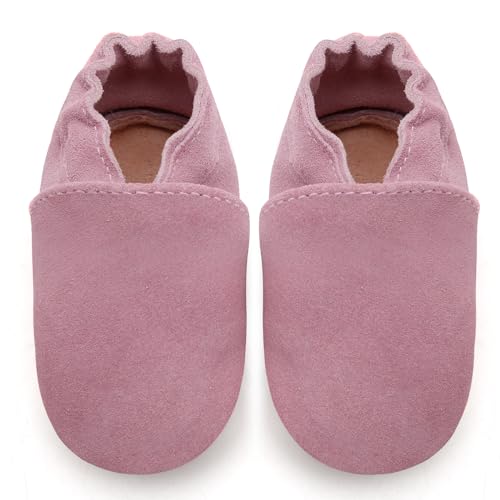 IceUnicorn Baby Lauflernschuhe Krabbelschuhe Baby Mädchen Jungen Lederschuhe Baby Weicher Leder Hausschuhe Baby Wildledersohlen Babyschuhe(Rosa, 12-18 Monate) von IceUnicorn