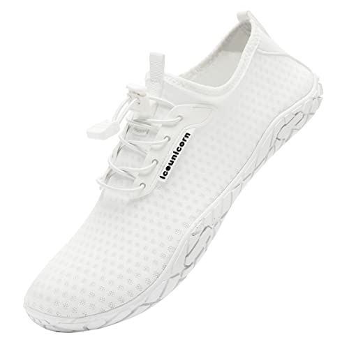 IceUnicorn Badeschuhe Damen Herren Strandschuhe Aquaschuhe Wasserschuhe Schwimmschuhe(31Weiß,38EU) von IceUnicorn