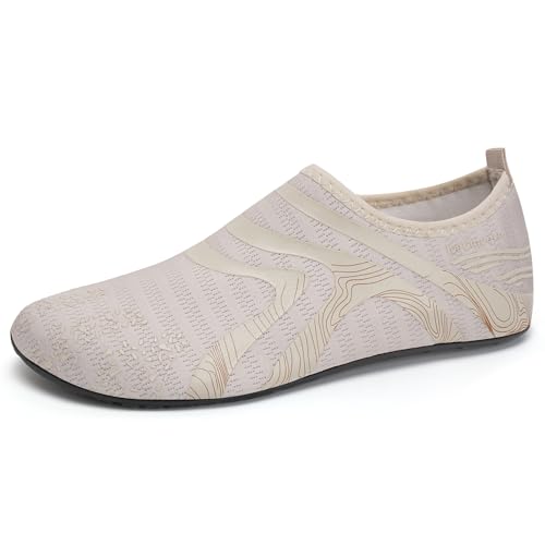 IceUnicorn Badeschuhe Damen Strandschuhe Herren Barfuss Socken Schwimmschuhe Aquaschuhe Wasser leich(342Beige,34/35EU) von IceUnicorn