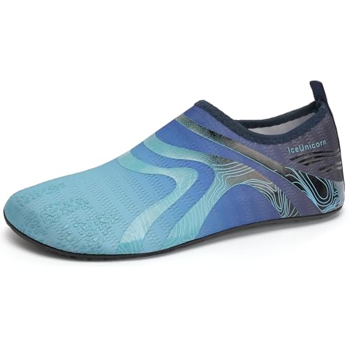 IceUnicorn Badeschuhe Damen Strandschuhe Herren Barfuss Socken Schwimmschuhe Aquaschuhe Wasser leich(342Blau,42/43EU) von IceUnicorn