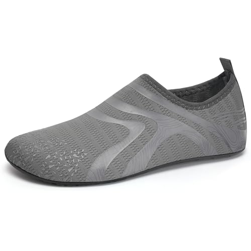 IceUnicorn Badeschuhe Damen Strandschuhe Herren Barfuss Socken Schwimmschuhe Aquaschuhe Wasser leich(342Grau,44/45EU) von IceUnicorn