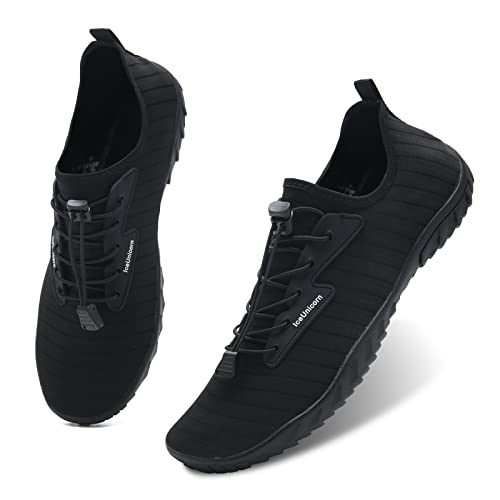 IceUnicorn Badeschuhe Herren Damen Barfussschuhe Minimalistische(Klassisches Schwarz,44EU) von IceUnicorn