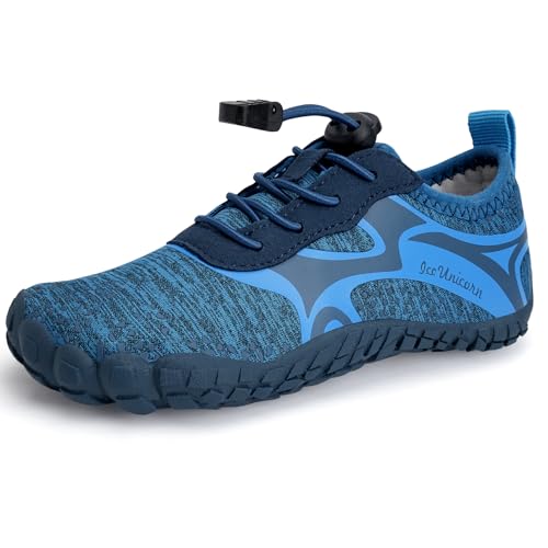 IceUnicorn Badeschuhe Junge Barfußschuhe Kinder Strandschuhe Mädchen Atmungsaktiv Wanderschuhe Traillaufschuhe(Nary,31EU) von IceUnicorn