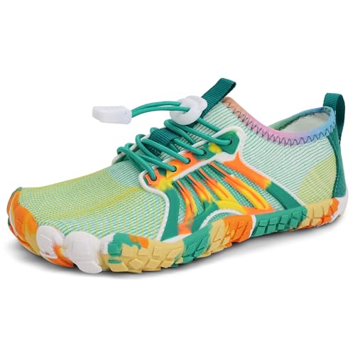 IceUnicorn Badeschuhe Junge Barfußschuhe Kinder Strandschuhe Mädchen Atmungsaktiv Wanderschuhe Traillaufschuhe(Gelb grün,30EU) von IceUnicorn