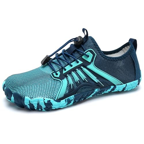 IceUnicorn Badeschuhe Junge Barfußschuhe Kinder Strandschuhe Mädchen Atmungsaktiv Wanderschuhe Traillaufschuhe(BlauGrün,30EU) von IceUnicorn
