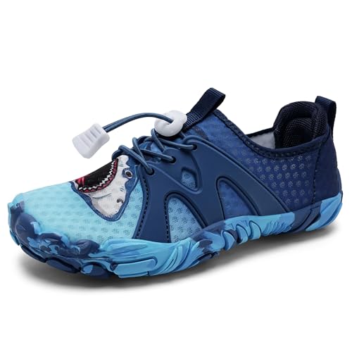 IceUnicorn Badeschuhe Junge Barfußschuhe Kinder Strandschuhe Mädchen Atmungsaktiv Wanderschuhe Traillaufschuhe(BlauHai,31EU) von IceUnicorn