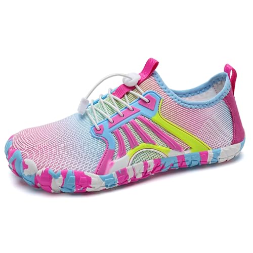 IceUnicorn Badeschuhe Junge Barfußschuhe Kinder Strandschuhe Mädchen Atmungsaktiv Wanderschuhe Traillaufschuhe(Farbig,34EU) von IceUnicorn